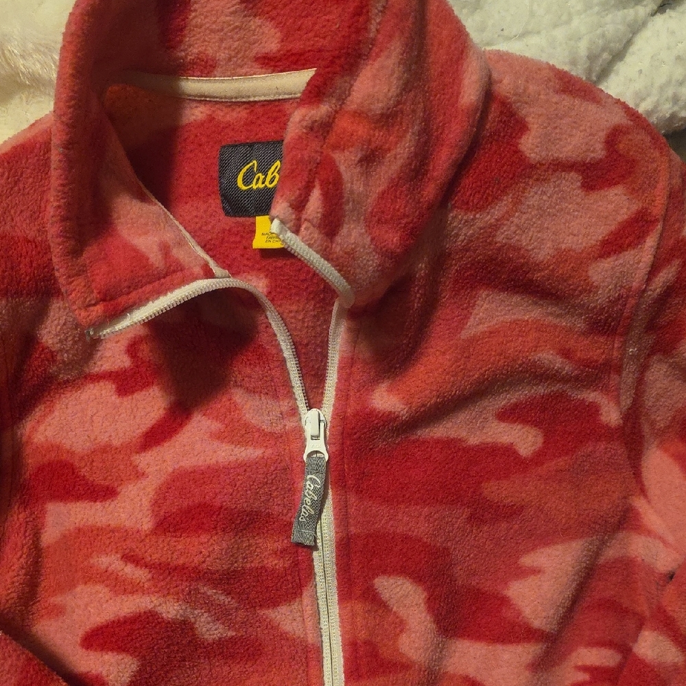 Cabela's Kids Red and Pink Camo Fleece Jacket